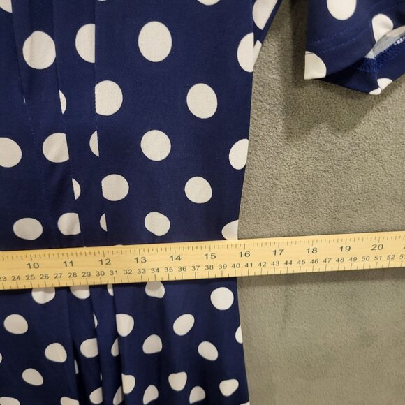 J. Peterman Midi Dress Women's Size 14 Polka Dot Flowy Lined Office Church - Picture 7 of 7